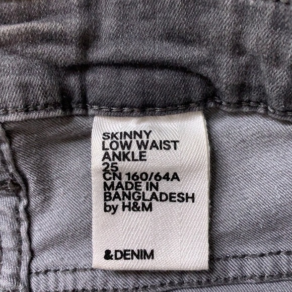 H&M &Denim Skinny Low Waist Ankle 25 Grey Jean motto ankle zipper women’s - Picture 4 of 6